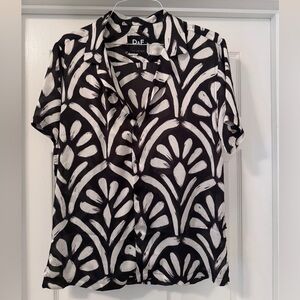 D&F Patterned button down, black/white - XL